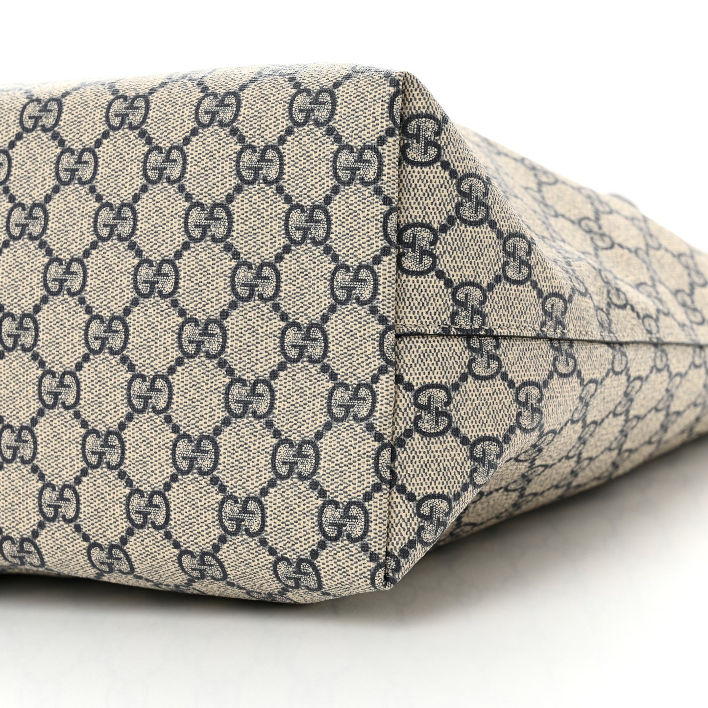 GG Supreme Monogram Textured Calfskin Web Medium Ophidia Shopping Tote Beige Blue