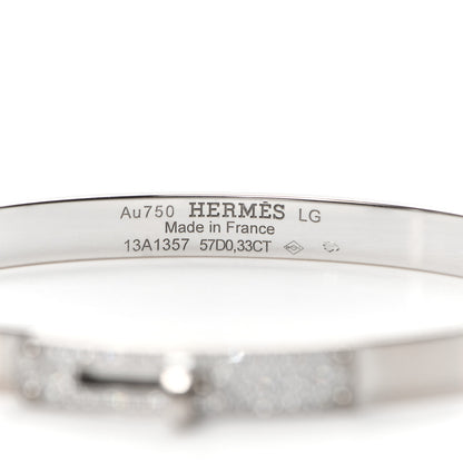 Hermes 18K White Gold Diamond PM Kelly Pave Bracelet LG 4 of 4