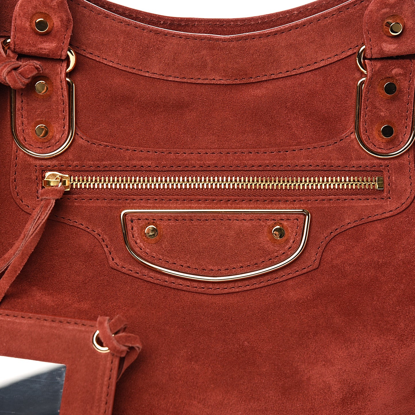 Baby Daim Suede Gold Metallic Edge Hardware City Bois De Rose Fonce