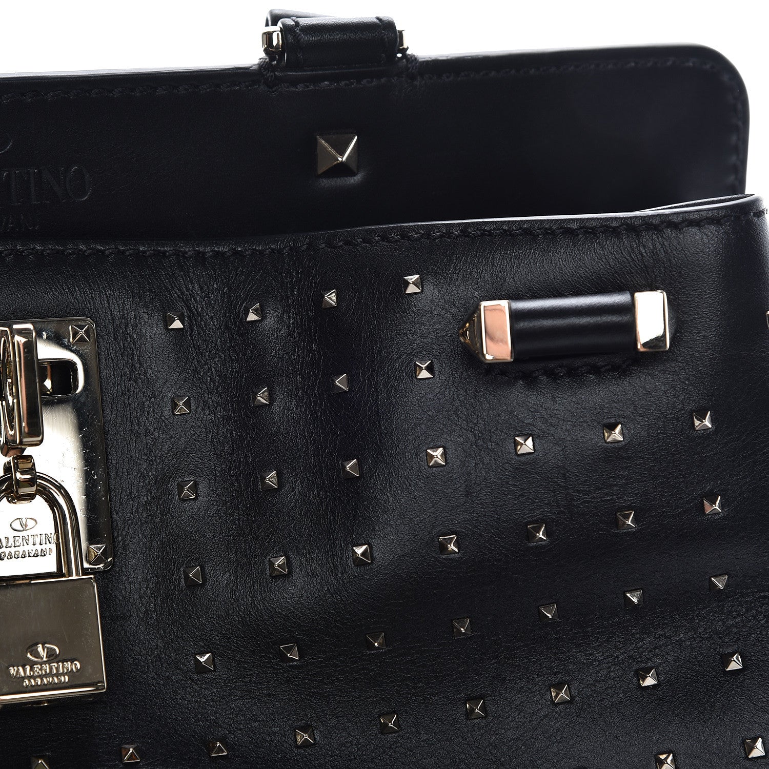 Valentino Garavani Calfskin Studded Medium Joylock Satchel Black 13 of 17