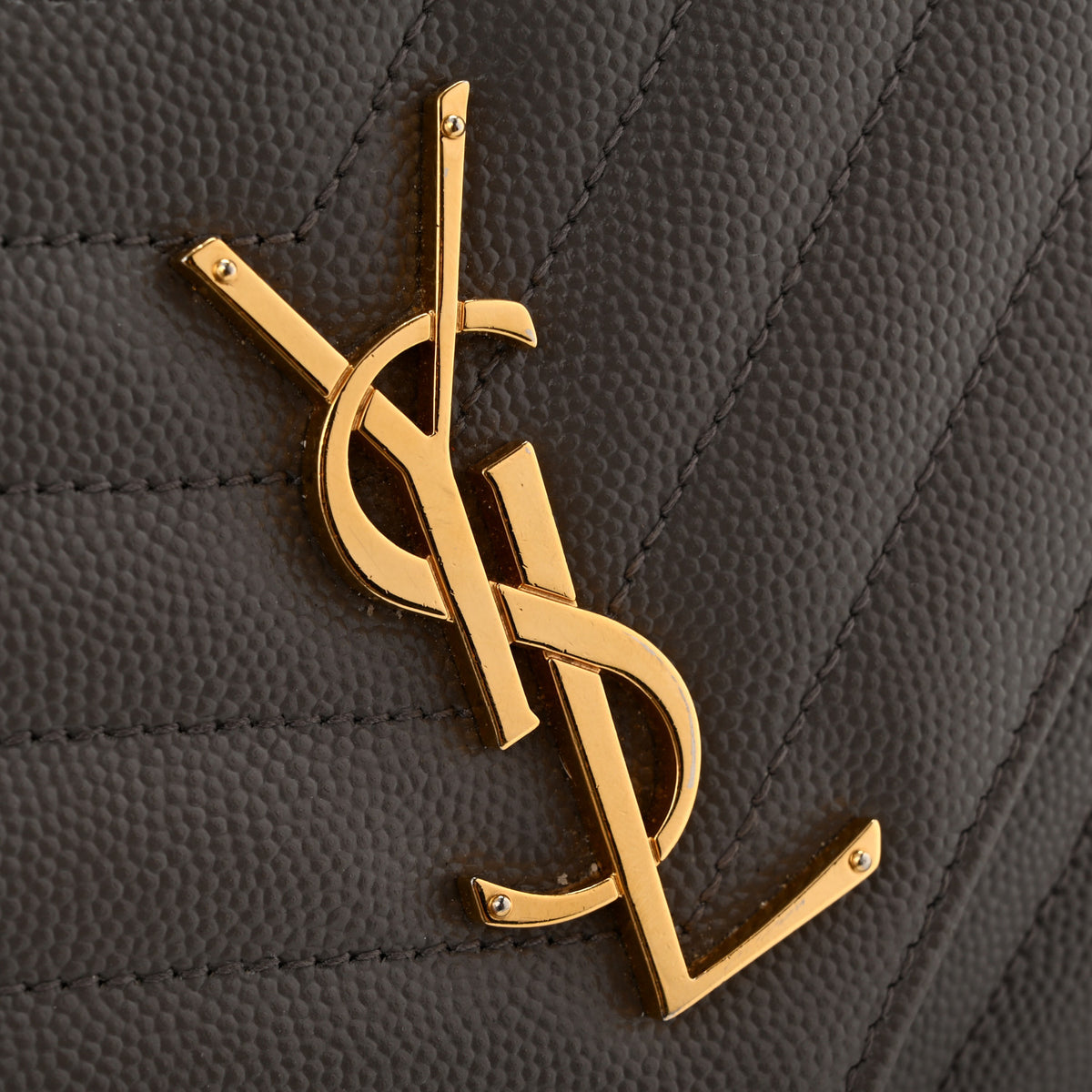 Grain De Poudre Matelasse Chevron Monogram Chain Wallet Fog