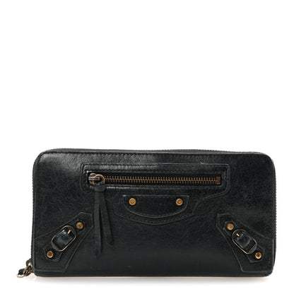 Balenciaga Agneau Classic Hardware Continental Zip Around Wallet Black 1 of 6