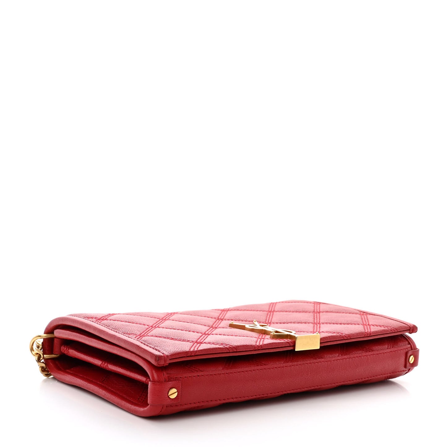 Lambskin Diamond Quilted Becky Chain Wallet Rouge Eros