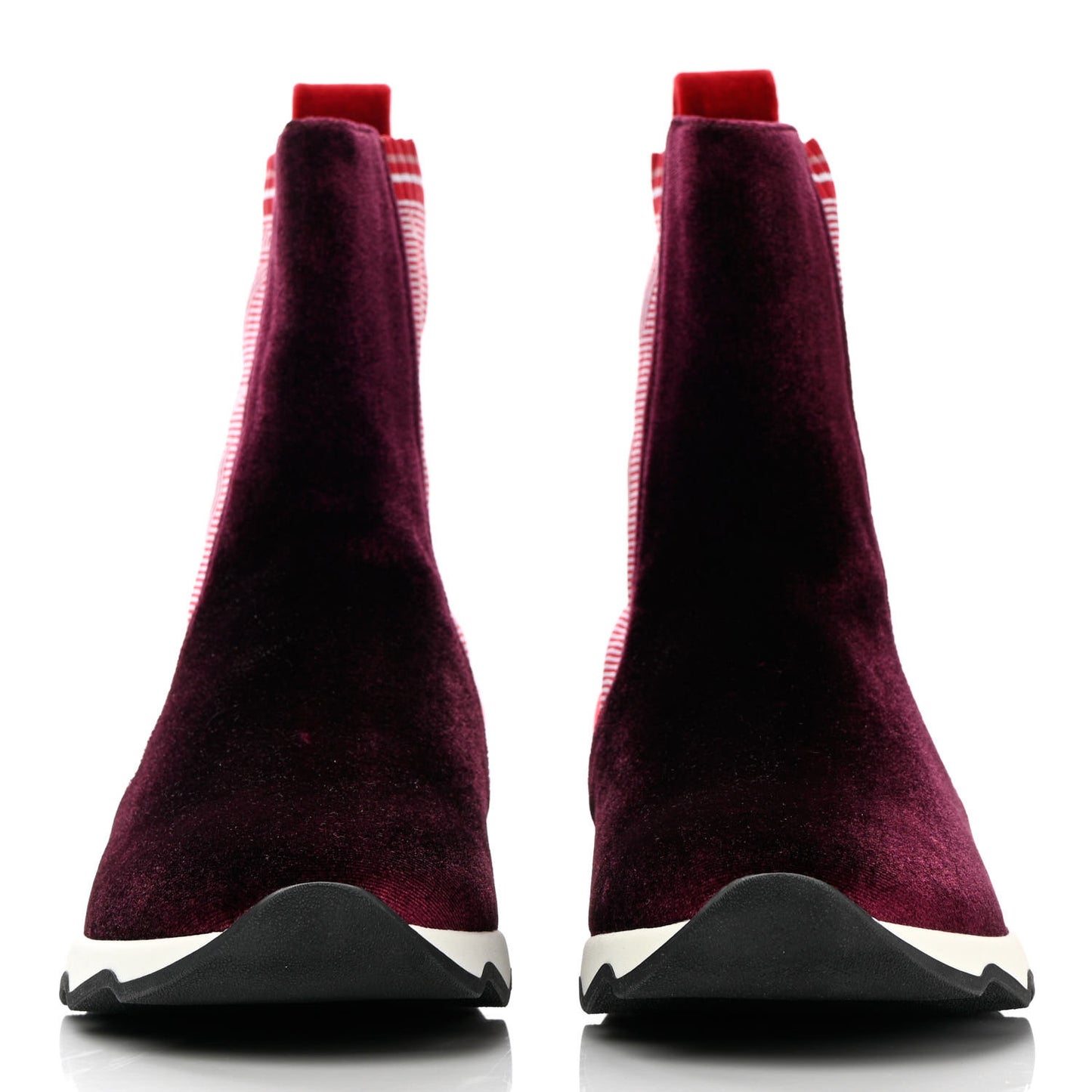 Velvet Stretch Logo High Top Sneakers 38.5 Red