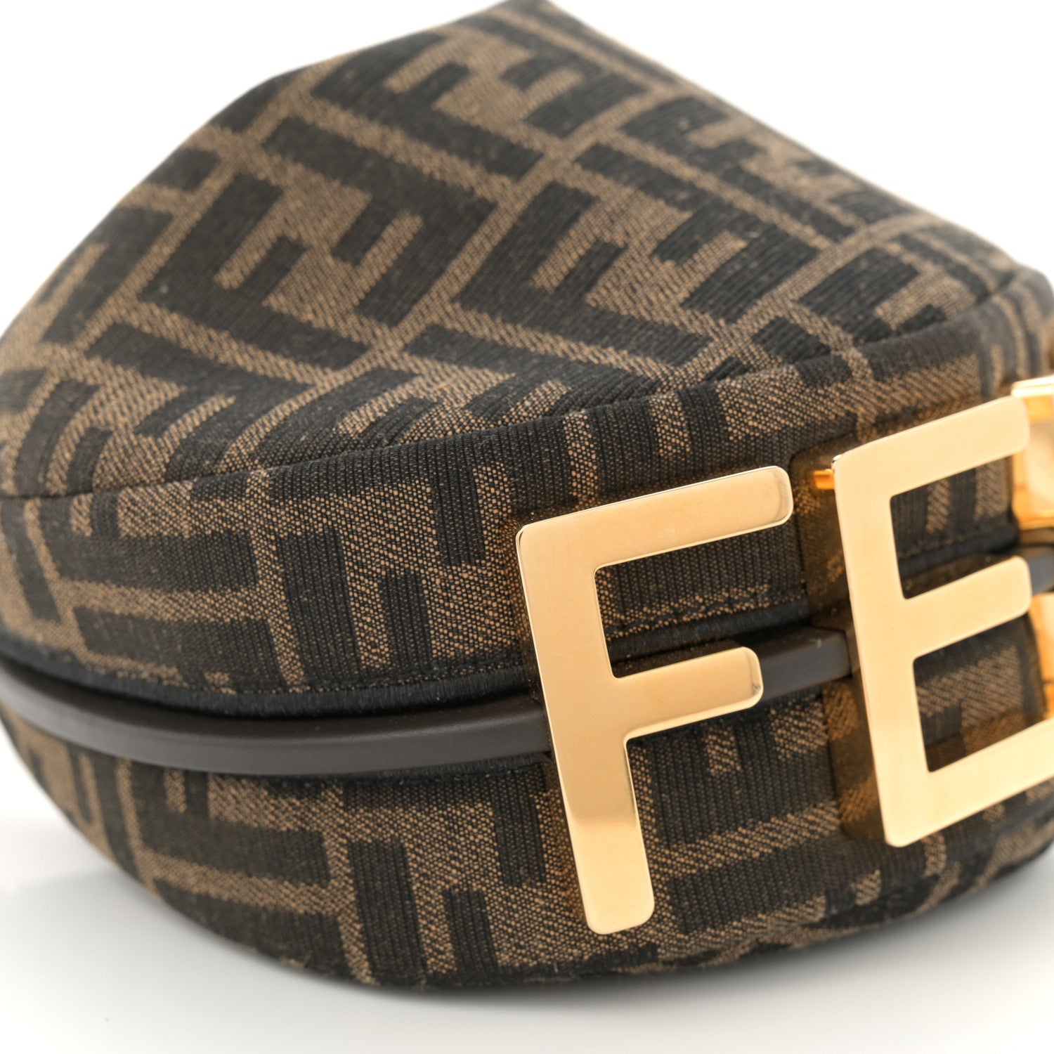 Fendi Fabric Jacquard Vitello Grace FF 1974 Mini Fendigraphy Hobo Bag Tobacco Moro Ebano 9 of 10