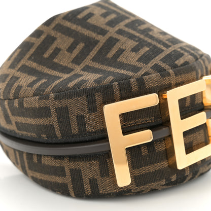 Fendi Fabric Jacquard Vitello Grace FF 1974 Mini Fendigraphy Hobo Bag Tobacco Moro Ebano 9 of 10