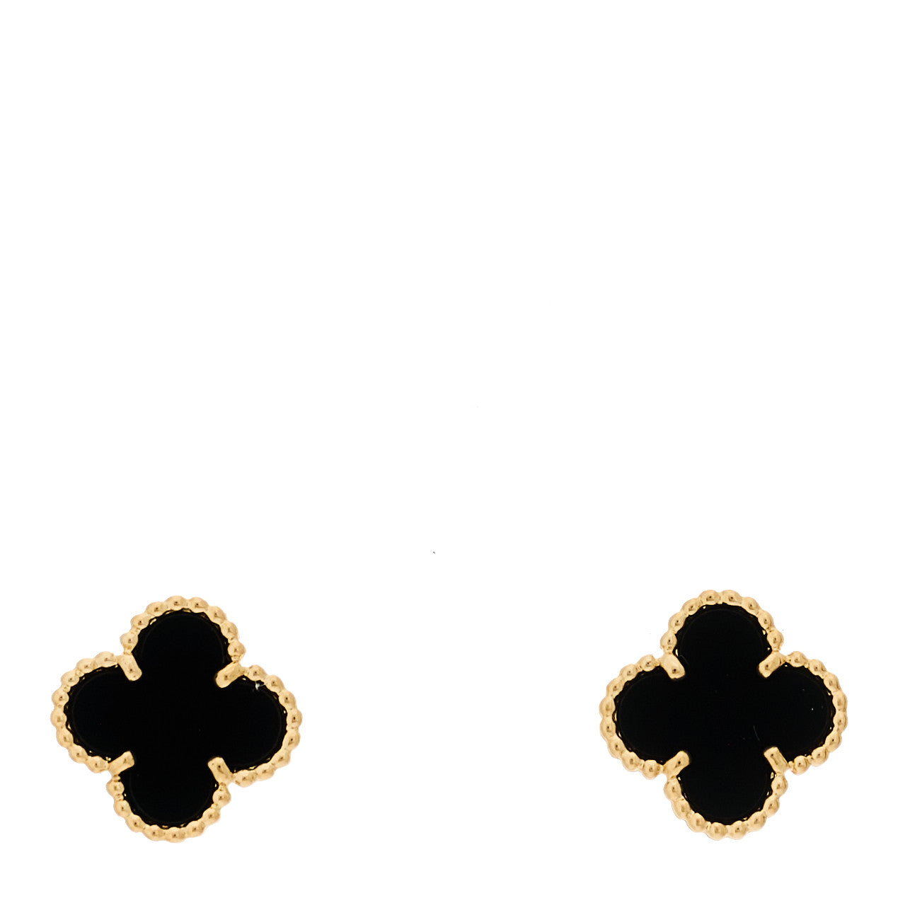 Van Cleef & Arpels 18K Yellow Gold Black Onyx Sweet Alhambra Earrings 1 of 4