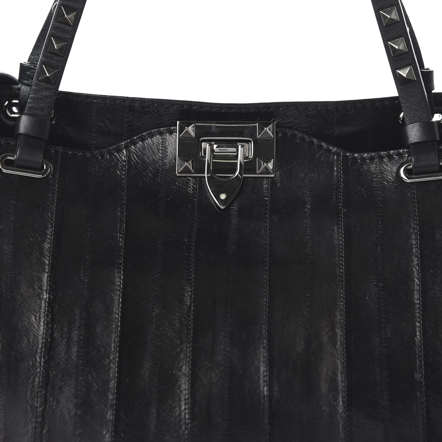 Valentino Garavani Eel Skin Medium Rockstud Tote Black 10 of 10