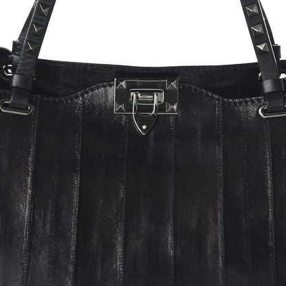 Valentino Garavani Eel Skin Medium Rockstud Tote Black 10 of 10