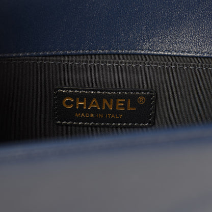 Chanel Lambskin Quilted Medium Boy Flap Dark Navy 10 of 12