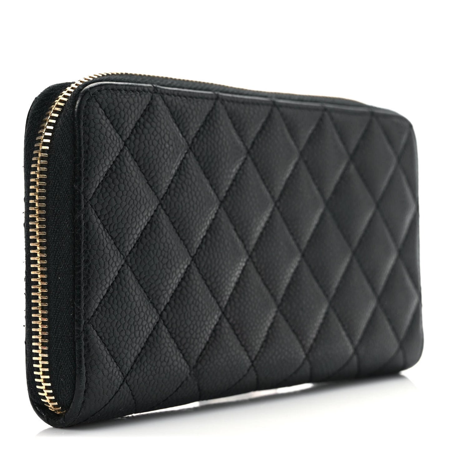 Caviar Quilted Large Gusset Zip Around Wallet Black