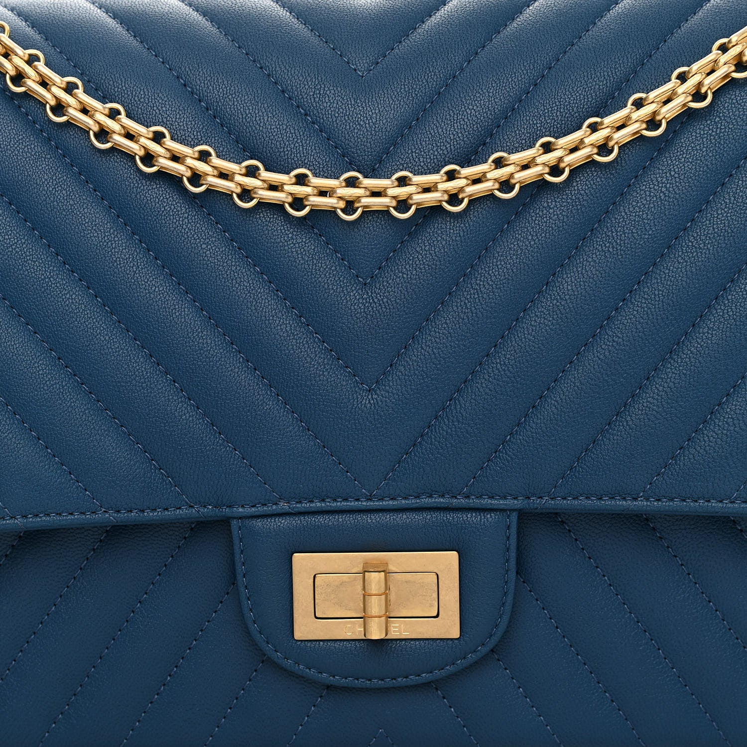 Chanel Sheepskin Chevron Quilted 2.55 Reissue 227 Flap Blue 7 of 9
