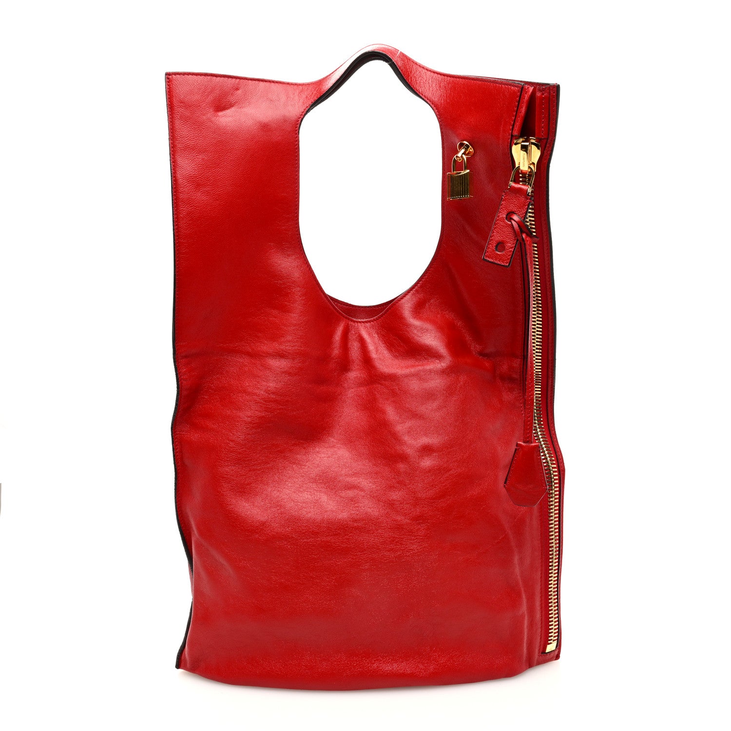 Tom Ford Ramskin Large Alix Padlock Zip Shoulder Bag Flame Red 1 of 10