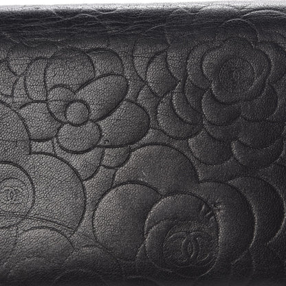 Chanel Lambskin Camellia Embossed Yen Wallet Black 10 of 15