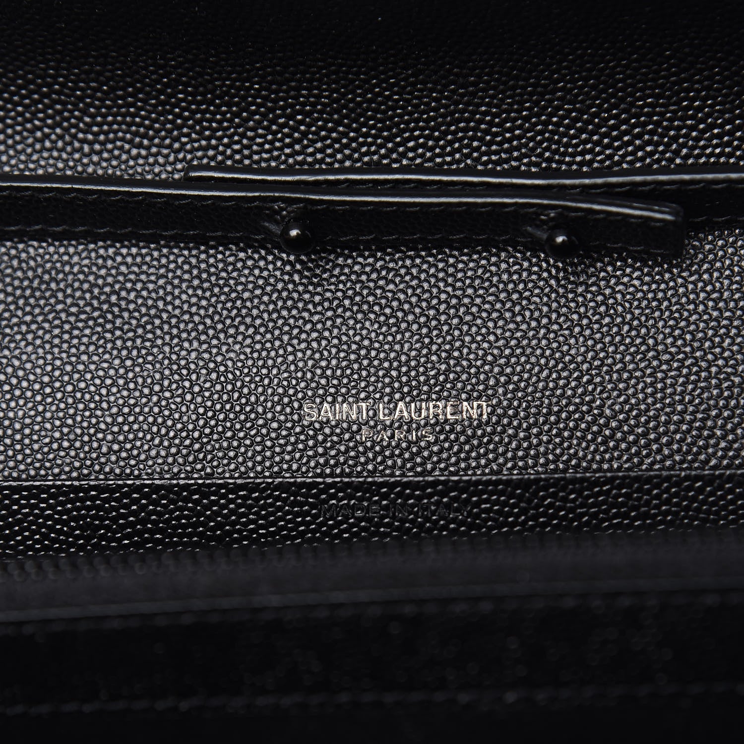 Saint Laurent Grain De Poudre Matelasse Chevron Monogram Chain Wallet Black 8 of 10
