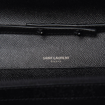 Saint Laurent Grain De Poudre Matelasse Chevron Monogram Chain Wallet Black 8 of 10