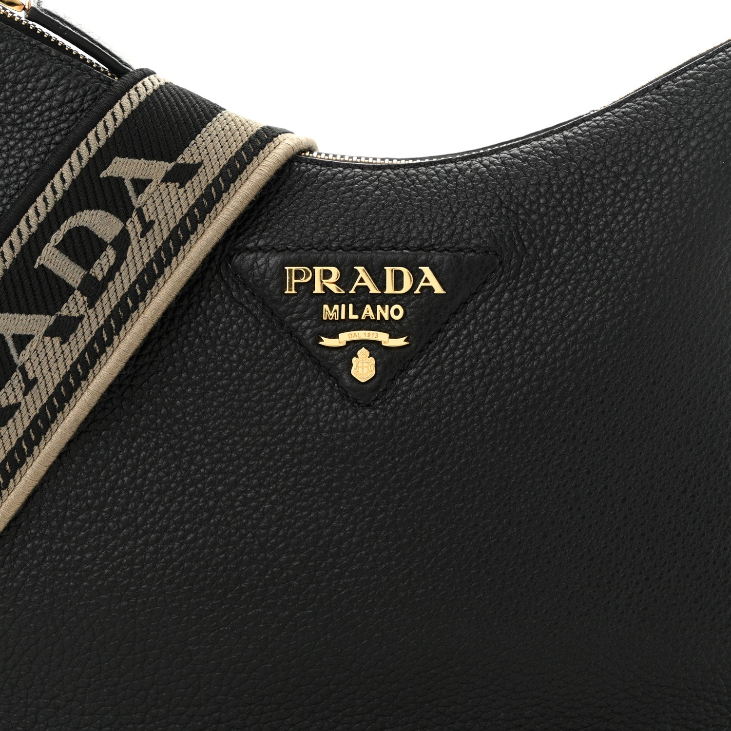 Prada Vitello Daino Soft Zippered Messenger Hobo Black 8 of 11