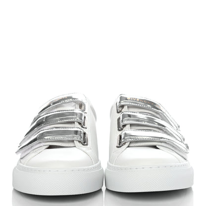 Givenchy Metallic Calfskin Velcro Strap Womens Urban Street Sneakers 37 White Silver 2 of 8