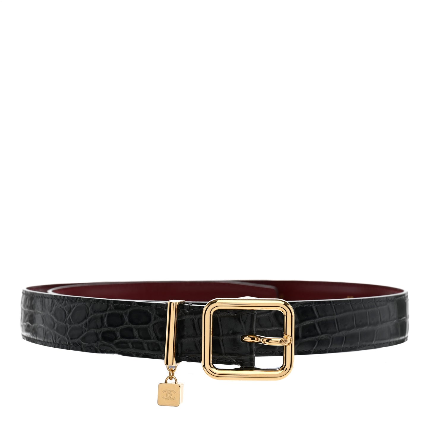 Crocodile Embossed Calfskin Belt 80 32 Dark Grey