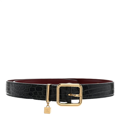 Chanel Crocodile Embossed Calfskin Belt 80 32 Dark Grey 1 of 6