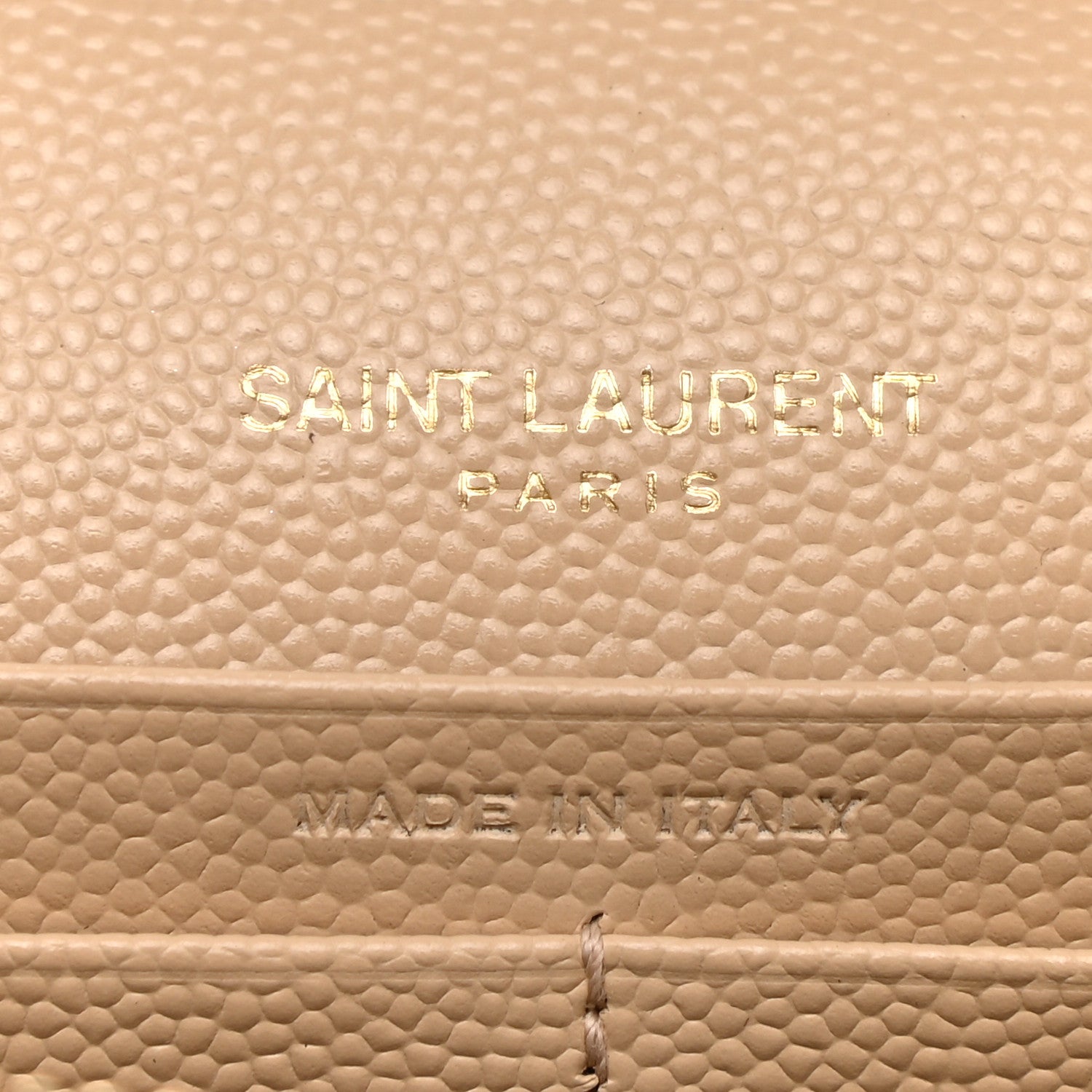 Saint Laurent Grain De Poudre Matelasse Chevron Monogram Chain Wallet Dark Beige 6 of 10