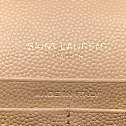 Saint Laurent Grain De Poudre Matelasse Chevron Monogram Chain Wallet Dark Beige 6 of 10