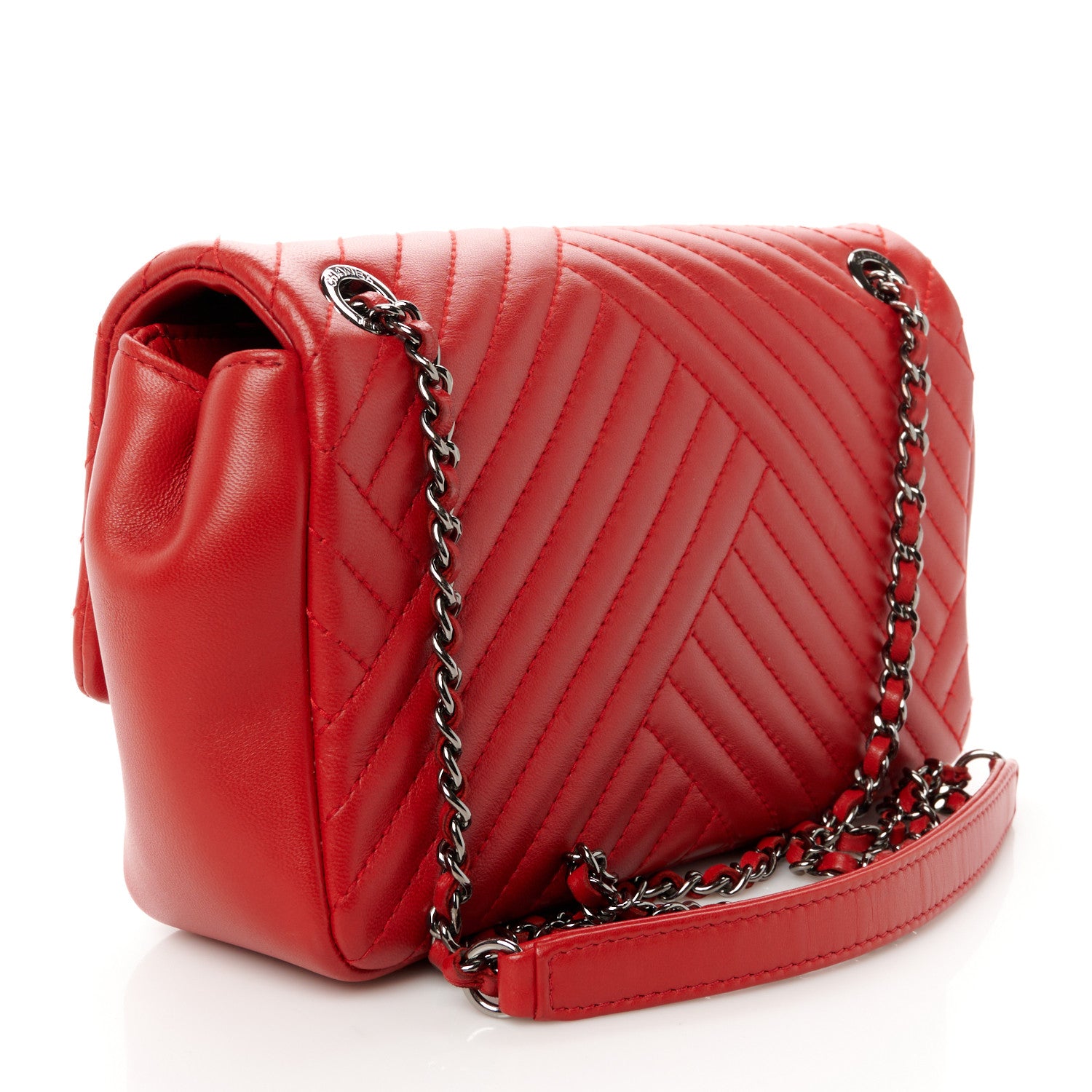 Chanel Lambskin Small CC Crossing Flap Red 3 of 12