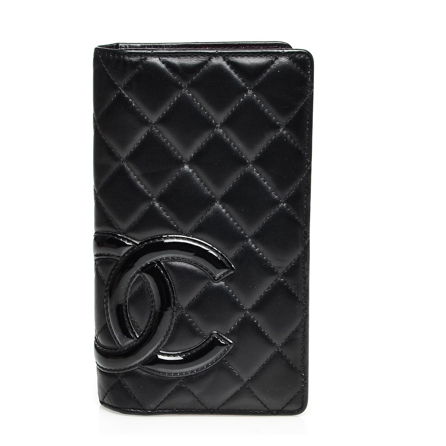 Calfskin Quilted Cambon Yen Wallet Black