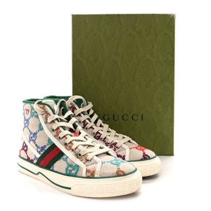 Gucci Linen Psychedelic Mini GG Monogram 1977 Tennis High Top Womens Sneakers 39 Multicolor Mystic White 9 of 9