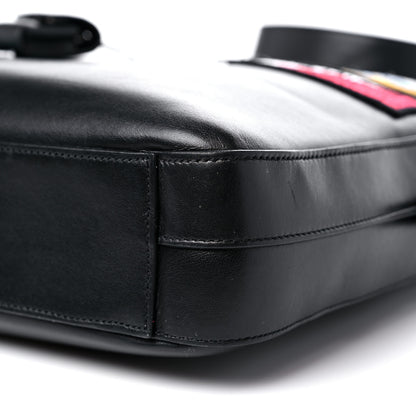 Saint Laurent Calfskin Patch Embellished Museum Flat Briefcase Black 8 of 16