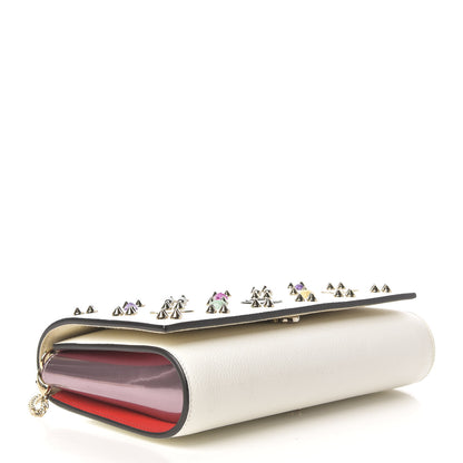 Christian Louboutin Grained Calfskin Spikes Loubinthesky Paloma Wallet On Chain White 3 of 8