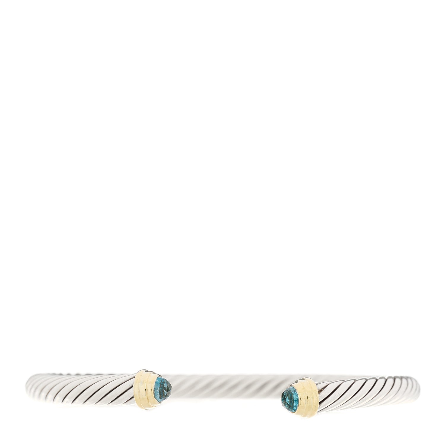 David Yurman Sterling Silver 14K Yellow Gold Blue Topaz 5mm Cable Classics Petite Color Bracelet 1 of 3