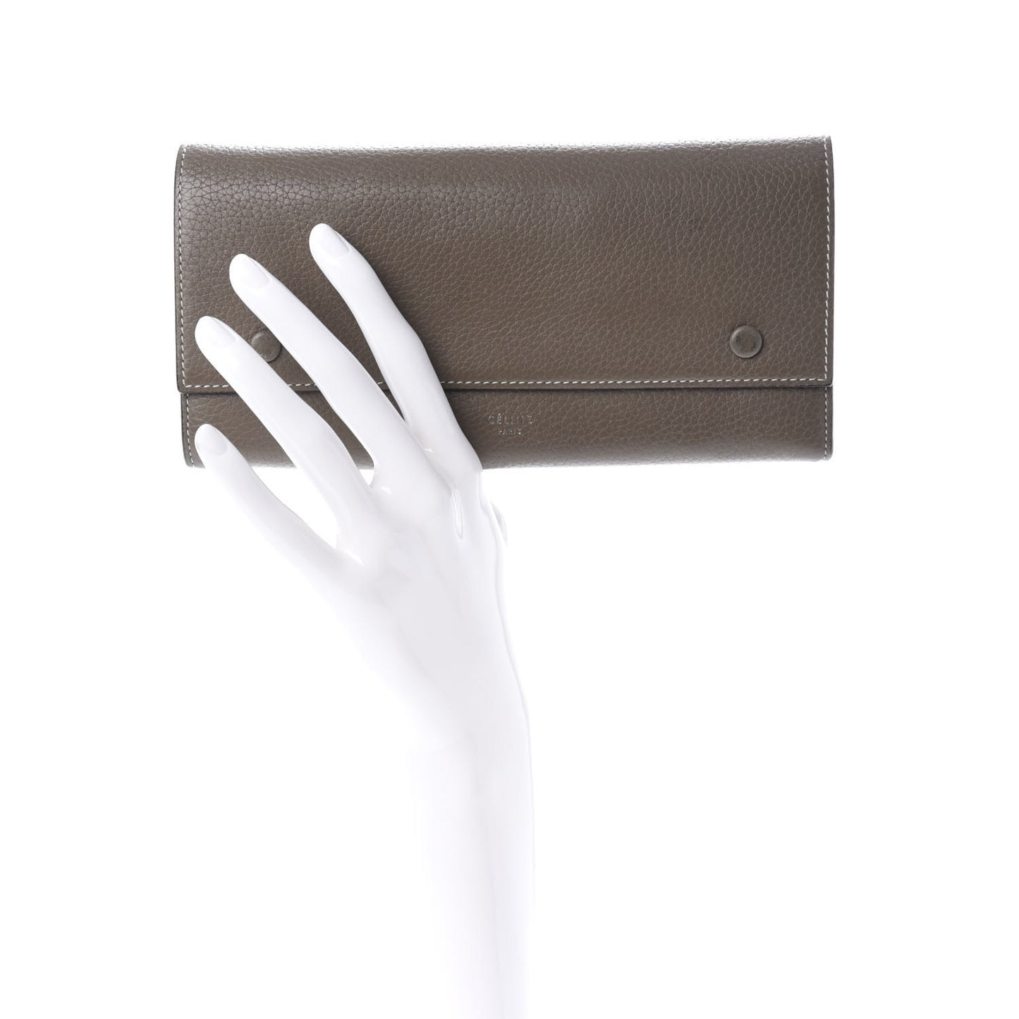 Drummed Calfskin Large Multifunction Flap Wallet Souris