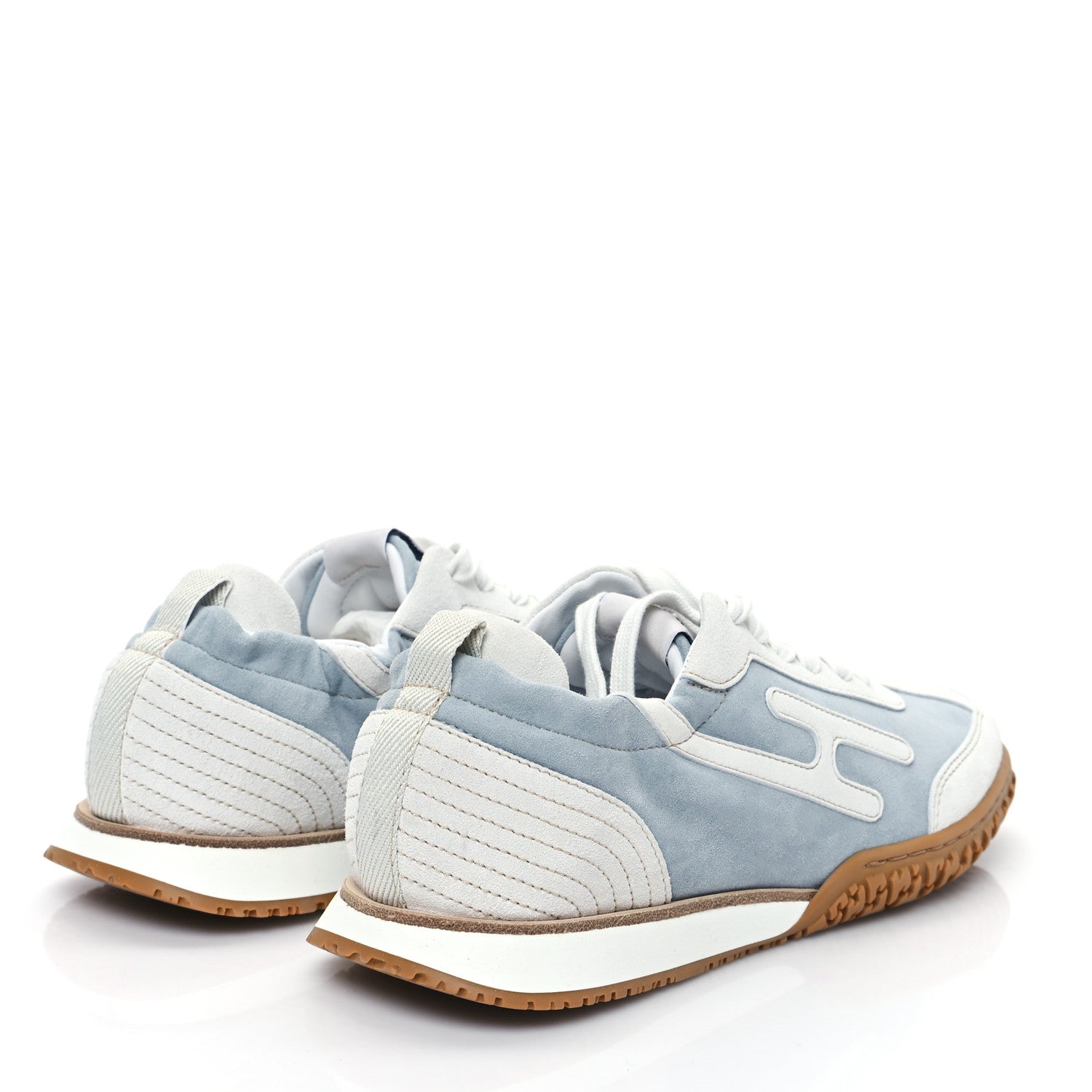 Hermes Suede Goatskin Jet Sneakers 37.5 Gris Nuage White 3 of 8