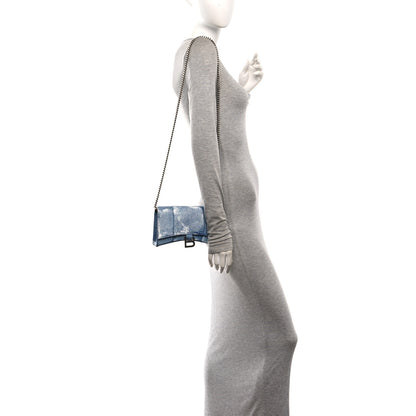 Balenciaga Nappa Denim Printed Hourglass Chain Bag Denim Blue 2 of 9