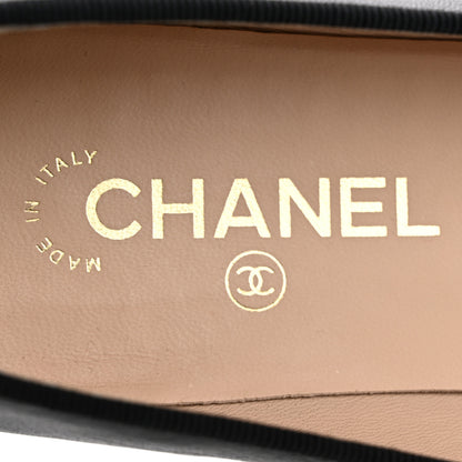 Chanel Lambskin Patent Cap Toe CC Ballerina Flats 40 Black 7 of 12