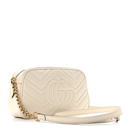 Gucci Calfskin Matelasse Small GG Marmont Chain Shoulder Bag White 3 of 10