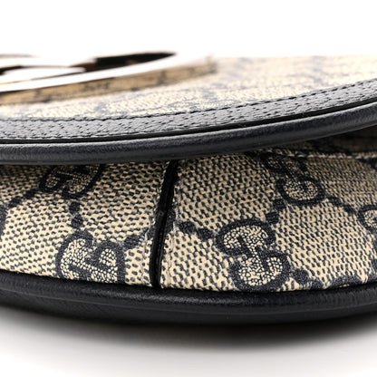 Gucci GG Supreme Monogram Textured Dollar Calfskin Blondie Chain Shoulder Flap Bag Beige Blue 10 of 11