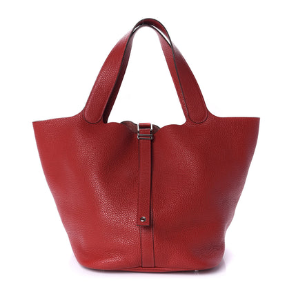 Hermes Taurillon Clemence Picotin Lock 26 GM Rouge Casaque 1 of 9