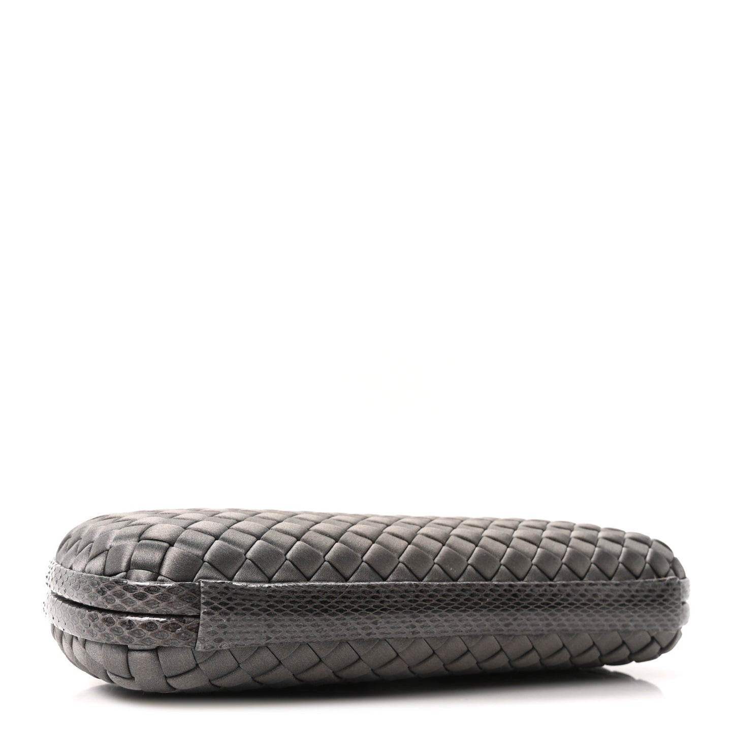 Satin Snakeskin Intrecciato Stretch Knot Clutch Ardoise