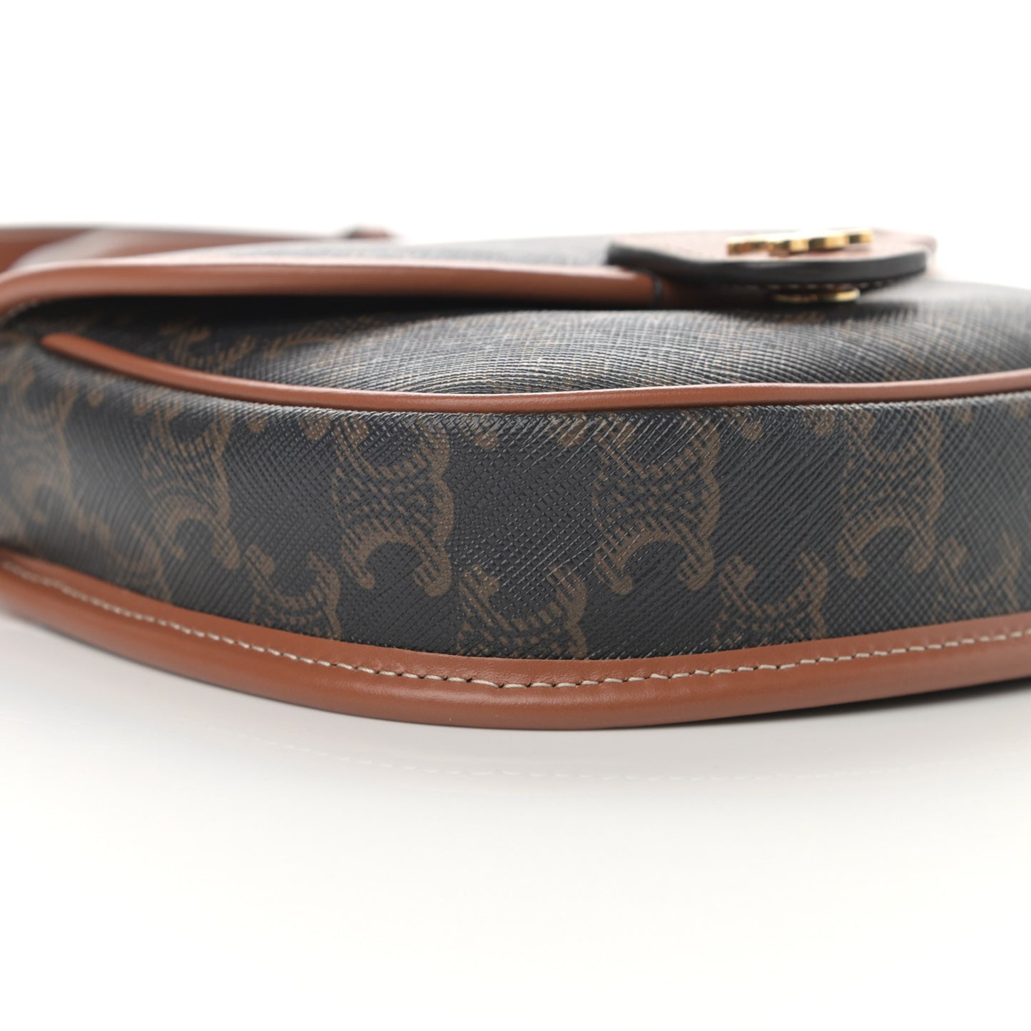 Canvas Calfskin Triomphe Mini Besace Tan