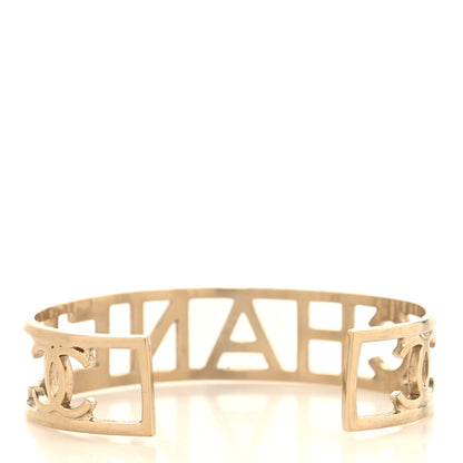 Chanel Metal Logo Cuff Bracelet Light Gold 3 of 4