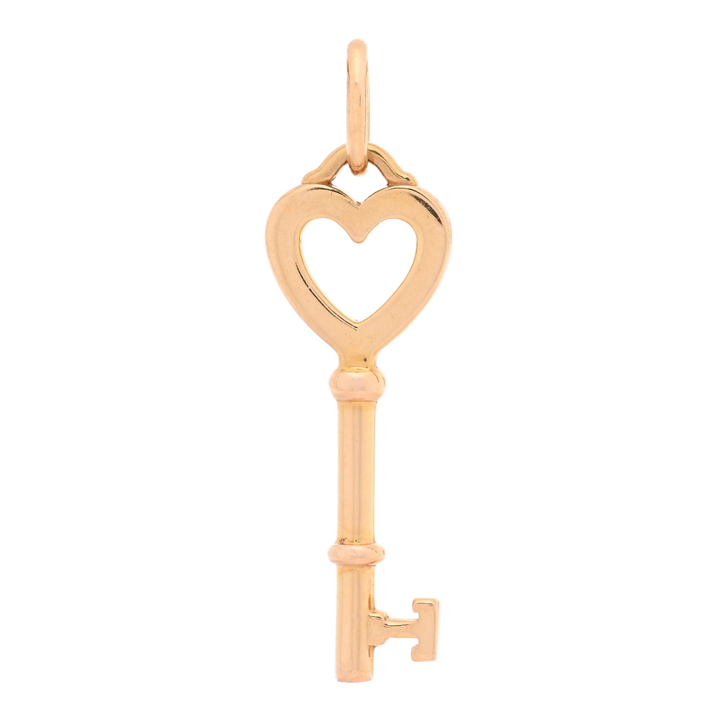 18K Rose Gold Mini Heart Key Pendant