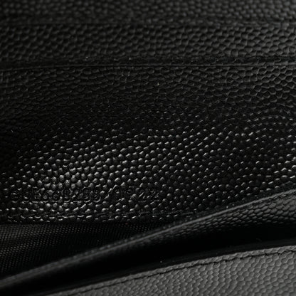 Saint Laurent Grain De Poudre Matelasse Chevron Monogram Compact Zip Around Wallet Black 7 of 10