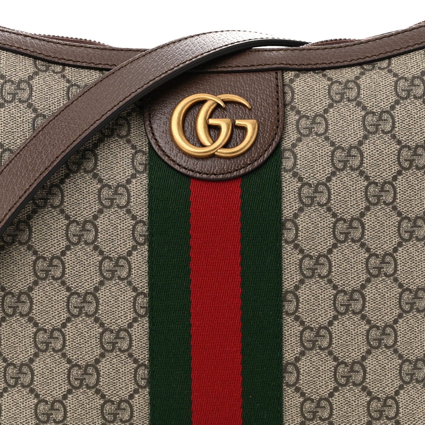GG Supreme Monogram Web Small Ophidia Half Moon Hobo Brown