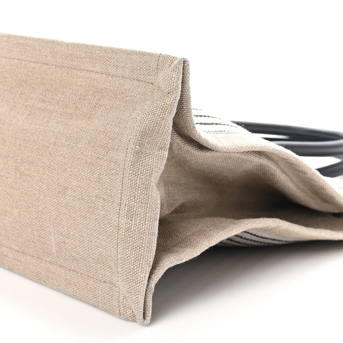 Embroidered Cotton Linen Rive Gauche Noe Tote Natural Black