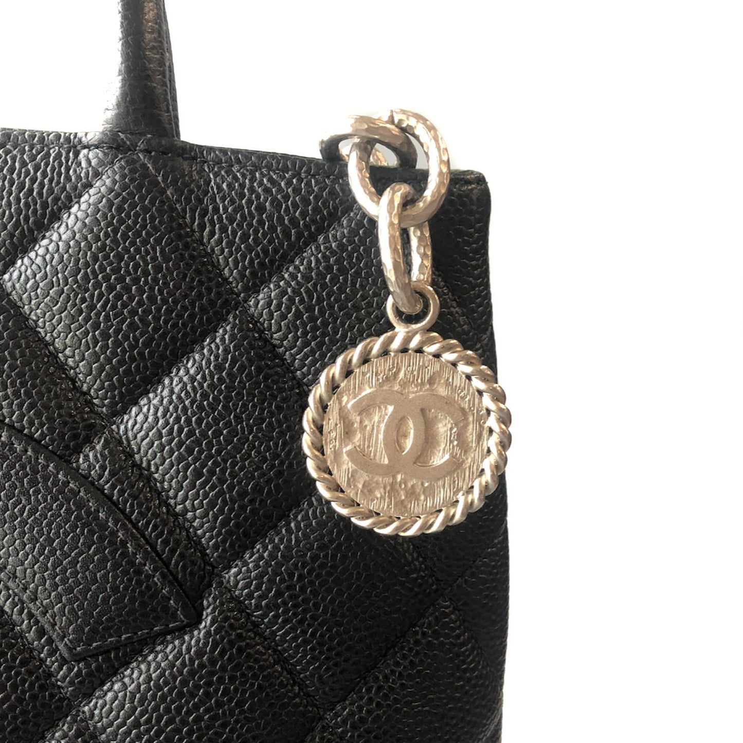 Caviar Quilted Medallion Tote Black