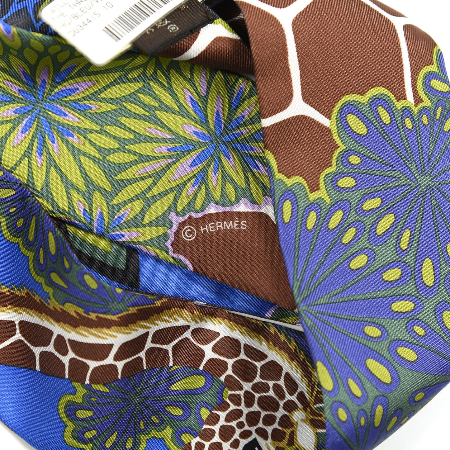 Silk The Three Graces Twilly Bleu Vert Marron