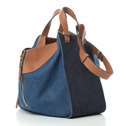 Loewe Calfskin Denim Medium Hammock Shoulder Bag Multitone Tan 4 of 11