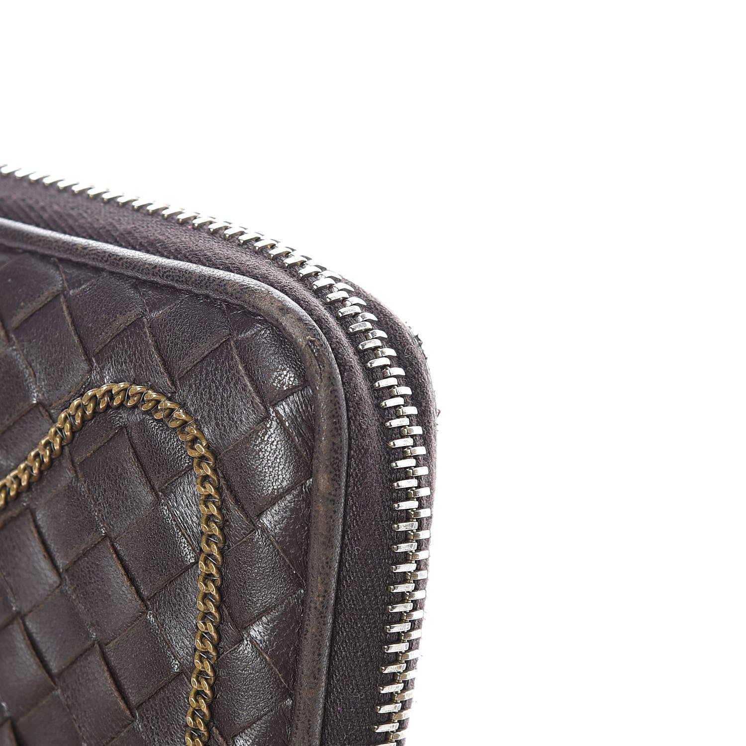 Bottega Veneta Nappa Intrecciato Zip Around Chain Wallet Ebano 11 of 20
